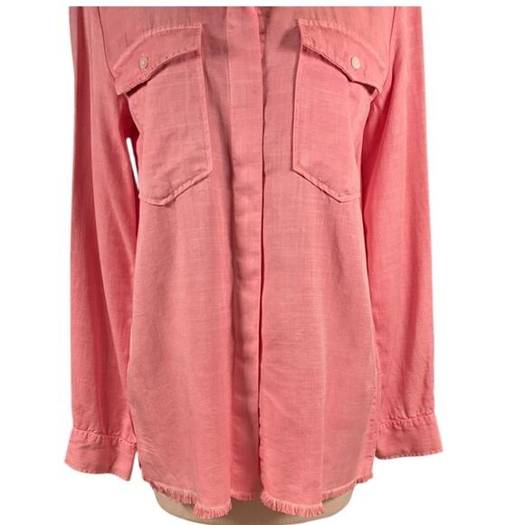 Zara Woman Premium Denim Collection Pink Lyocell Button-Down Shirt Size Medium - Picture 6 of 12